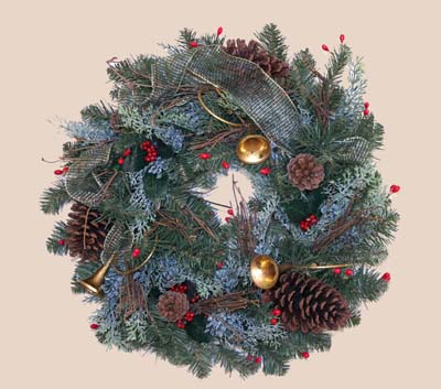 Shaganappi Designs - Christmas French Horns Natural Wreath