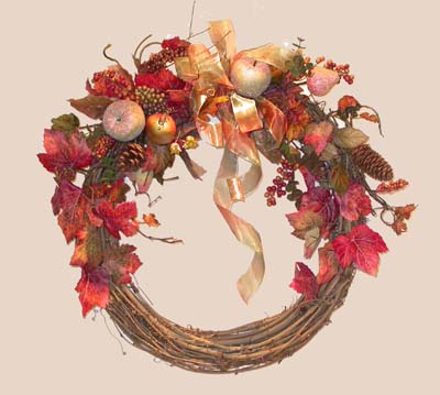 Shaganappi Designs - Fall Fruit, Ribbon and Berries Wreath